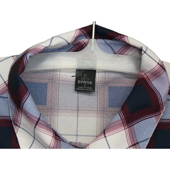 PRANA Womens Flint Plaid Check Maxi Top Long Shirt SMALL - Picture 4 of 10